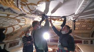 Демонтаж плафона в Большом Китайском кабинете Китайского дворца