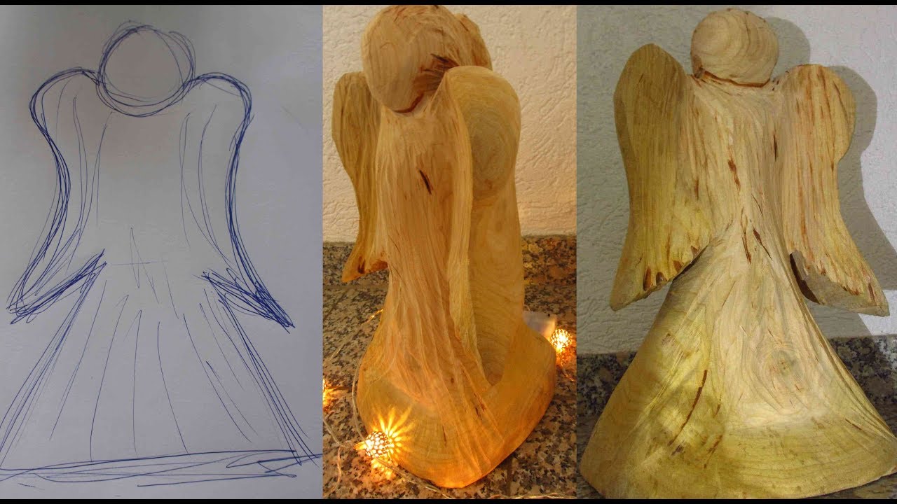 Larscarving-Weihnachts Holzengel mit der Motorsäge schnitzen - chainsaw woodcarving christmas angel