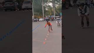 latihan speed slalom #sepaturoda #inlineskate #sabilulungan #estetik #slowmotion #shorts