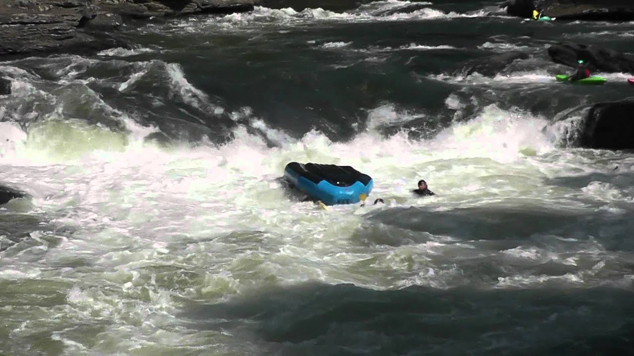 Rafter tossed at Sweets Falls on the Gauley River. Spectacular beatdown