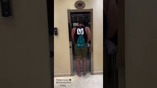 He doesn’t fit the elevator door