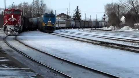 VIA meets CP at Smith Falls, On, January 25, 2012