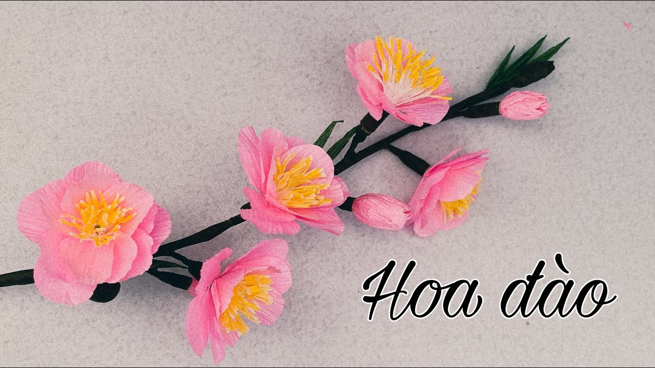 Cách làm hoa đào bằng giấy nhún cực đơn giản|Papper flowers| Mẹ Cua Handmade