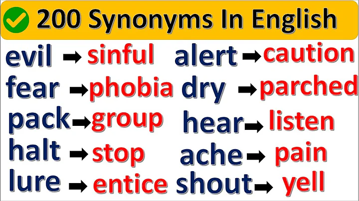 SYNONYMS: Learn 200 Important Synonym Words in English To improve Your English Vocabulary
