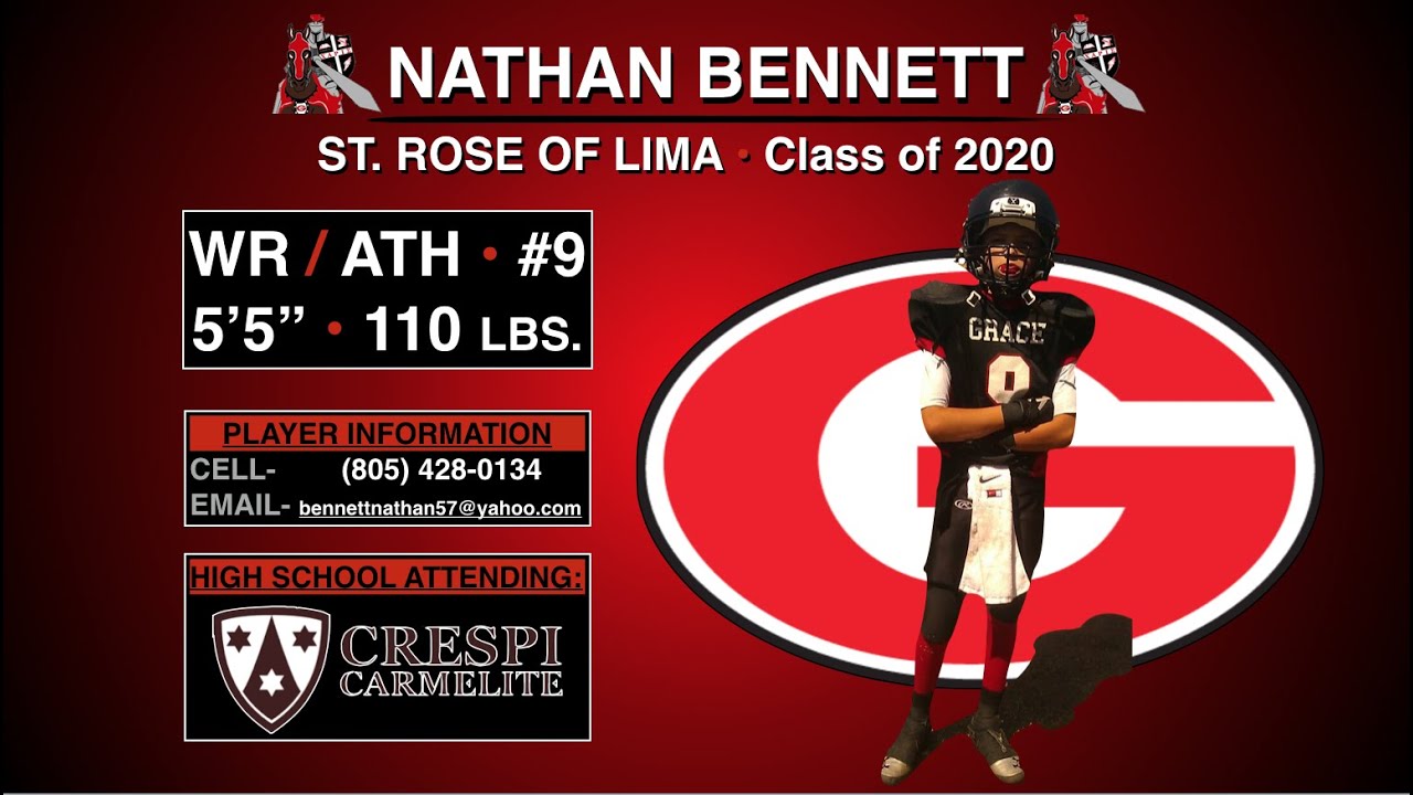 '20 WR/ATH Nathan Bennett: St. Rose of Lima (Simi Valley, CA) - 7th Grade Football Highlights