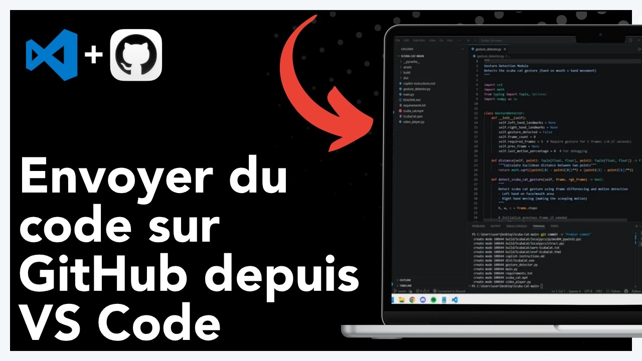 Comment envoyer du code sur GitHub depuis le terminal VS Code - YouTube