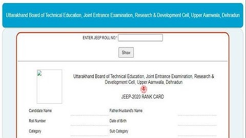 UK Polytechnic Result 2020 Declared as UK JEEP Rank Card 2020, Check UBTER Results at ubter.in