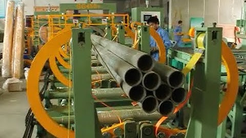 horizontal pipe bundle strapping and wrapping machine line