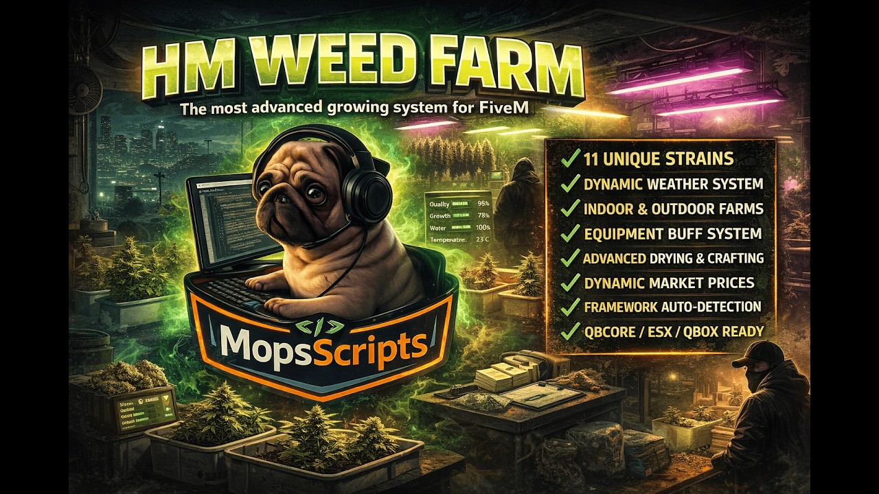 FiveM Best Weed Growing Script [ESX/QB/QBox/Ox] | MopsScripts - YouTube