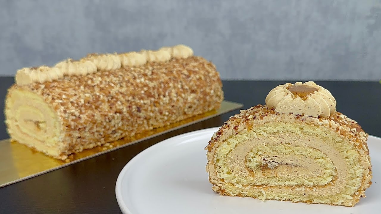 Рождественский журнал! Рулонное пралине со сливочным мусселем! Рождественский десерт!