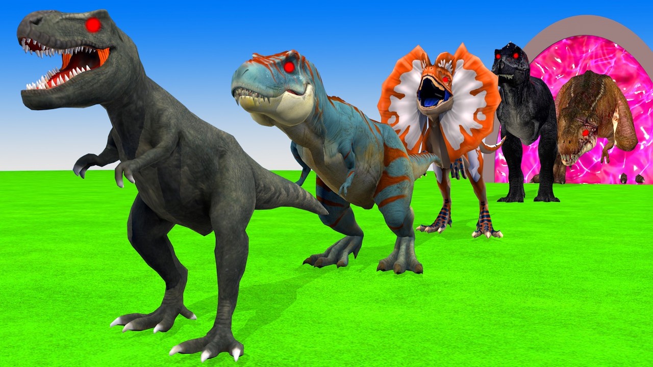 Long Slide Game With Elephant Gorilla Buffalo Hippopotamus Tiger - 3d Animal Game - Funny 3d Animals