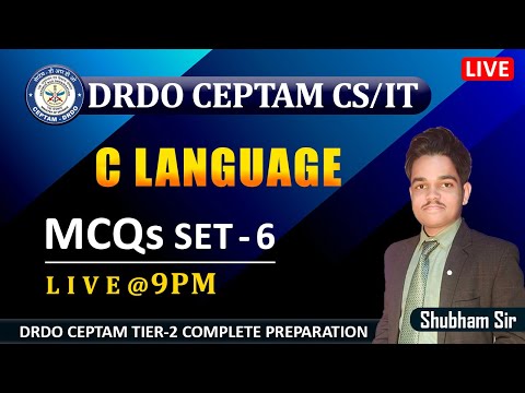 C Language MCQs Set-6 | DRDO CEPTAM 10 Tier-II | Computer Science/IT | Live @9Pm by Shubham Sir