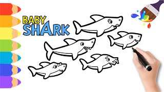 How To Draw Baby Shark Family 🦈🐋 Draw Baby Shark Family 🦈🐋 Easy To Draw Baby Shark