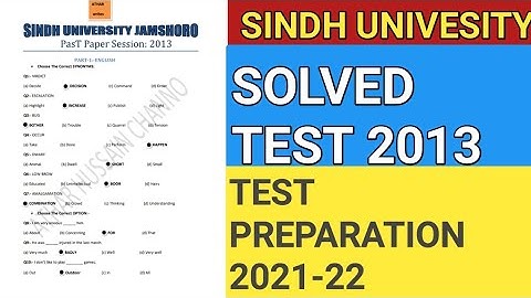 Sindh University Test Preparation 2021-22 | Solved Past Paper |