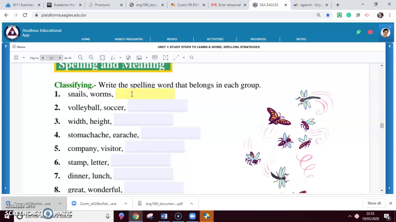 SPELLING 1 Lesson 3 Words with e  YouTube