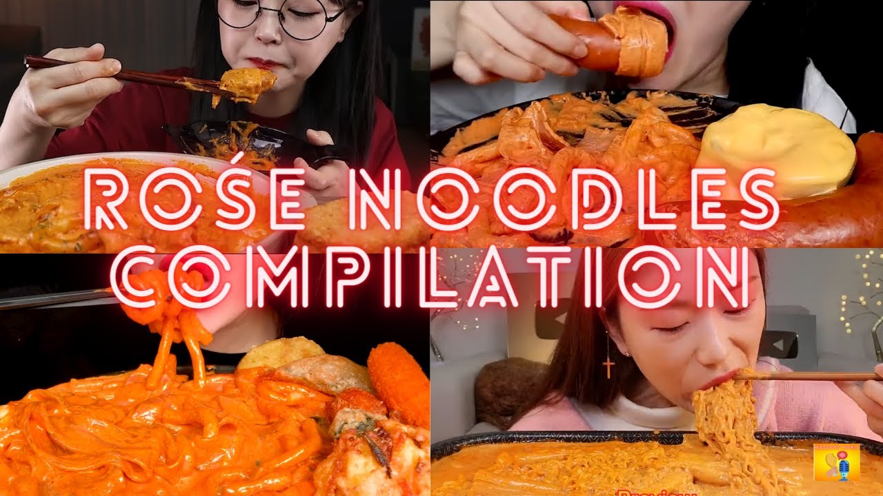 Rose Noodles/Tteobokki Compilation | ASMR BIG BITES | Satisfying Sounds | Relax