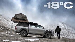 -18°C Solo Night Camping Gone Wrong | Changla Pass | Toyota Hilux | Ladakh 2023 EP10