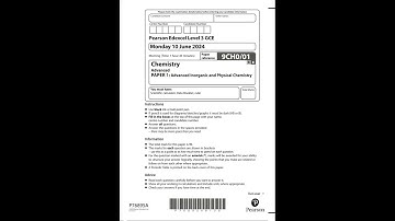 2024 PEARSON EDEXCEL A LEVEL CHEMISTRY PAPER 1 QUESTION PAPER (9CH0/01).
