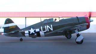 Republic P47 Thunderbolt Razorback Start Up Taxi & Takeoff