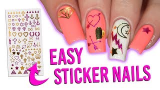 Quick &amp; Easy Summer Neon Nails with Stickers! 4 Lazy People