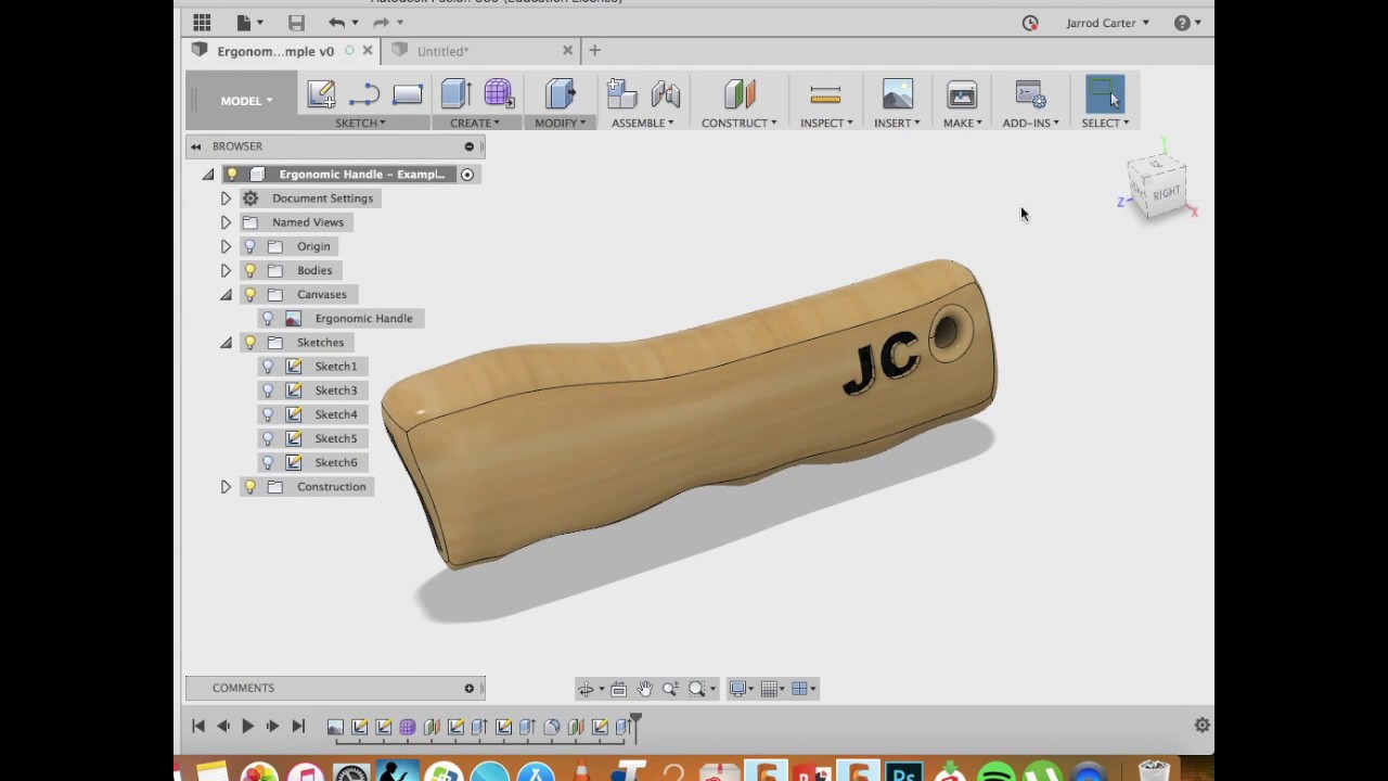 Fusion 360 Tutorial Sculpt an ergonomic handle YouTube