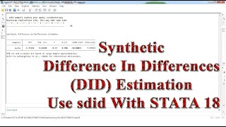 Synthetic Difference In Differences (DID) Estimation Use sdid With STATA 18