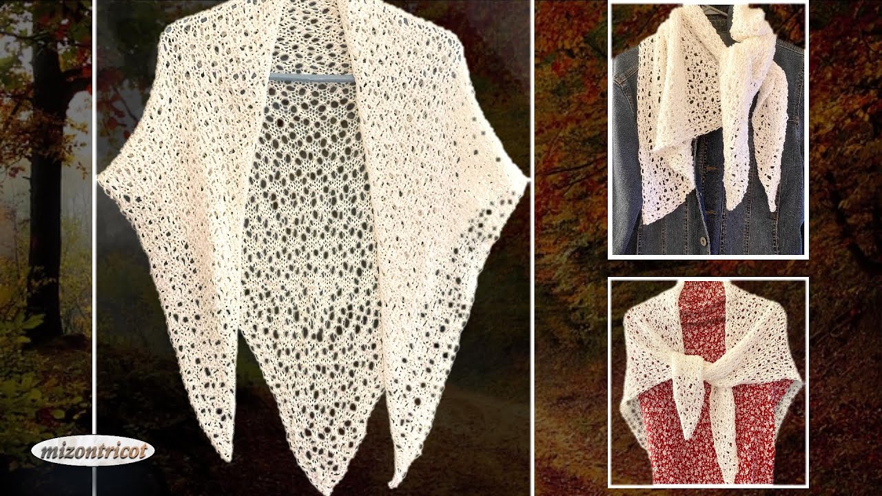 [TRICOT]  TUTO ♥ CHÂLE DENTELLE en triangle ► FACILE !!!🐑