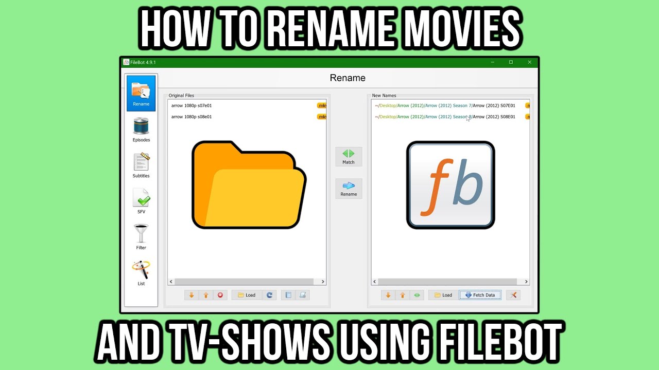 How to RENAME Movies and TV-Shows USING FILEBOT