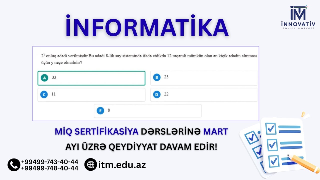 İnformatika Miq, Sertifikasiya üzrə dərsimizdən nümunə sualın ətraflı izahı. #informatika