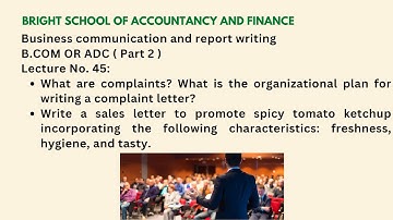 Business communication and report writing | B.COM OR ADC (Part 2) | Past papers | Lecture: No 45