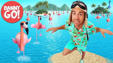 "Flamingo FRENZY!" Dance Game 🦩🌴 Red Light, Green Light Brain Break | Danny Go! Songs for Kids