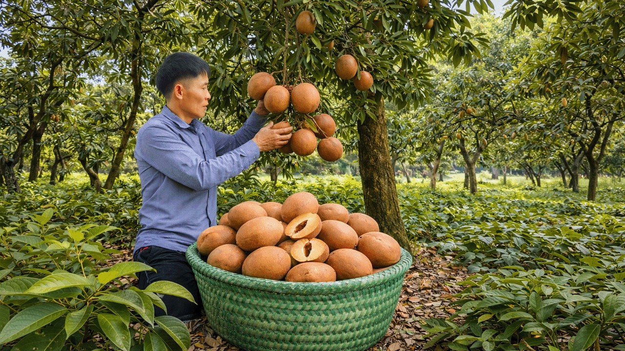 Harvesting Sapodilla to Sell at Market | Building a Dog House | Solo Survival Life