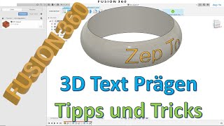 Fusion 360 Text Prägen auf 3D Körper - Körper Teilen - Prägen - Text - Zep To