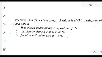 Theorem on subgroup