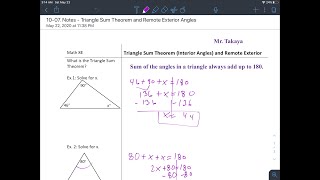 10-07.  Notes - Triangle Sum and Exterior Angle Thm