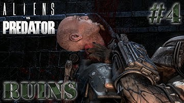 AVP Aliens vs Predator NIGHTMARE Colonial Marine Mission 4: Ruins | Gameplay Walkthrough