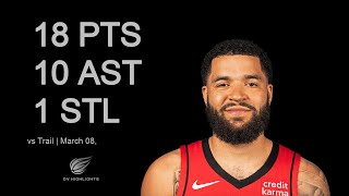 Fred VanVleet 18 pts 10 ast 1 stl vs Trail Blazers | March 08, 2024 |