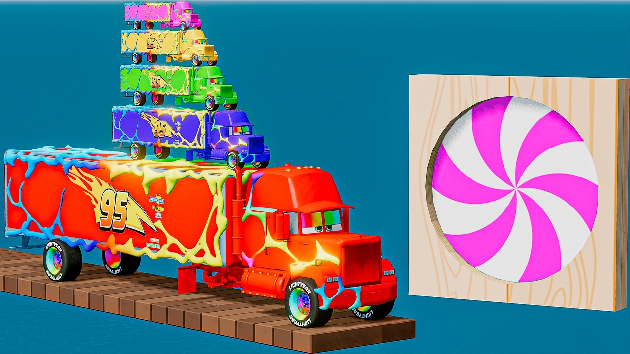 Small Mack Truck on Big Mack Truck vs Stairs Color with Portal Trap vs Deep Water in BeamNG.Drive #4