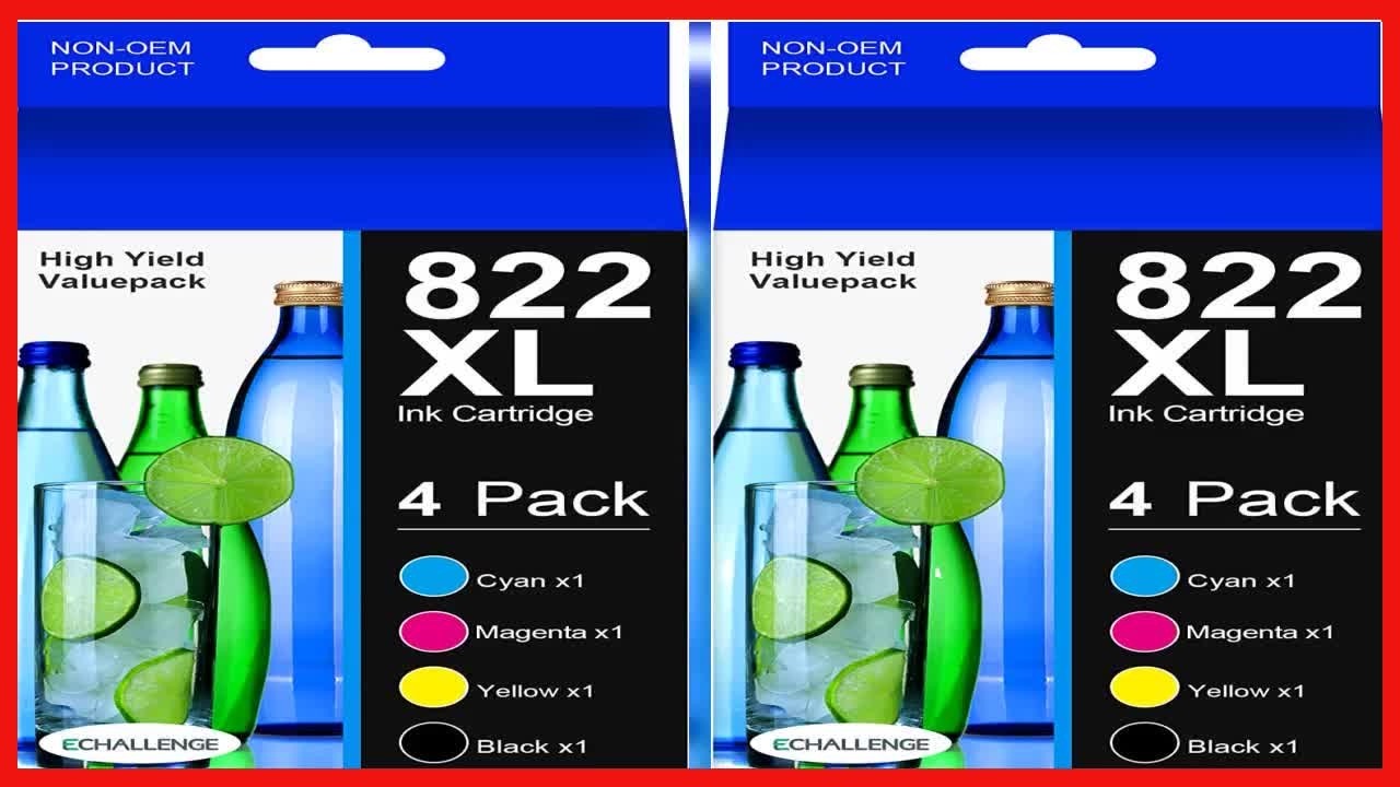 ECHALLENGE Remanufactured 822XL Ink Cartridges for Epson WF Series Printers 