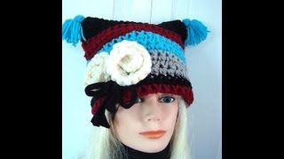 CROCHET  FLAT TOP COLOR BLOCK MIMI HAT, how to diy, easy hat