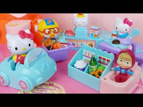 Baby doll Hello Kitty shopping mall mart and Amusement park toys car play 아기인형 헬로키티 쇼핑몰 마트 놀이동산 장난감