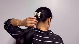 Quick & easy low bun hairstyle using clutcher #hair #hairstyle #hairstyles