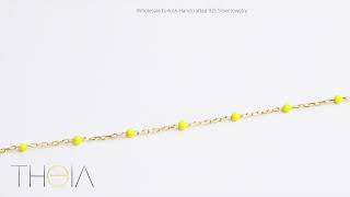 Yellow Color Enamel 925 Chain Bracelet - BRA-4542
