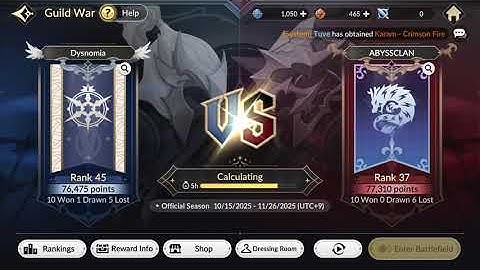 7K Re:Birth [Global] Guild War Season 1 G17 - Dysnomia vs. ABYSSCLAN (Redux)