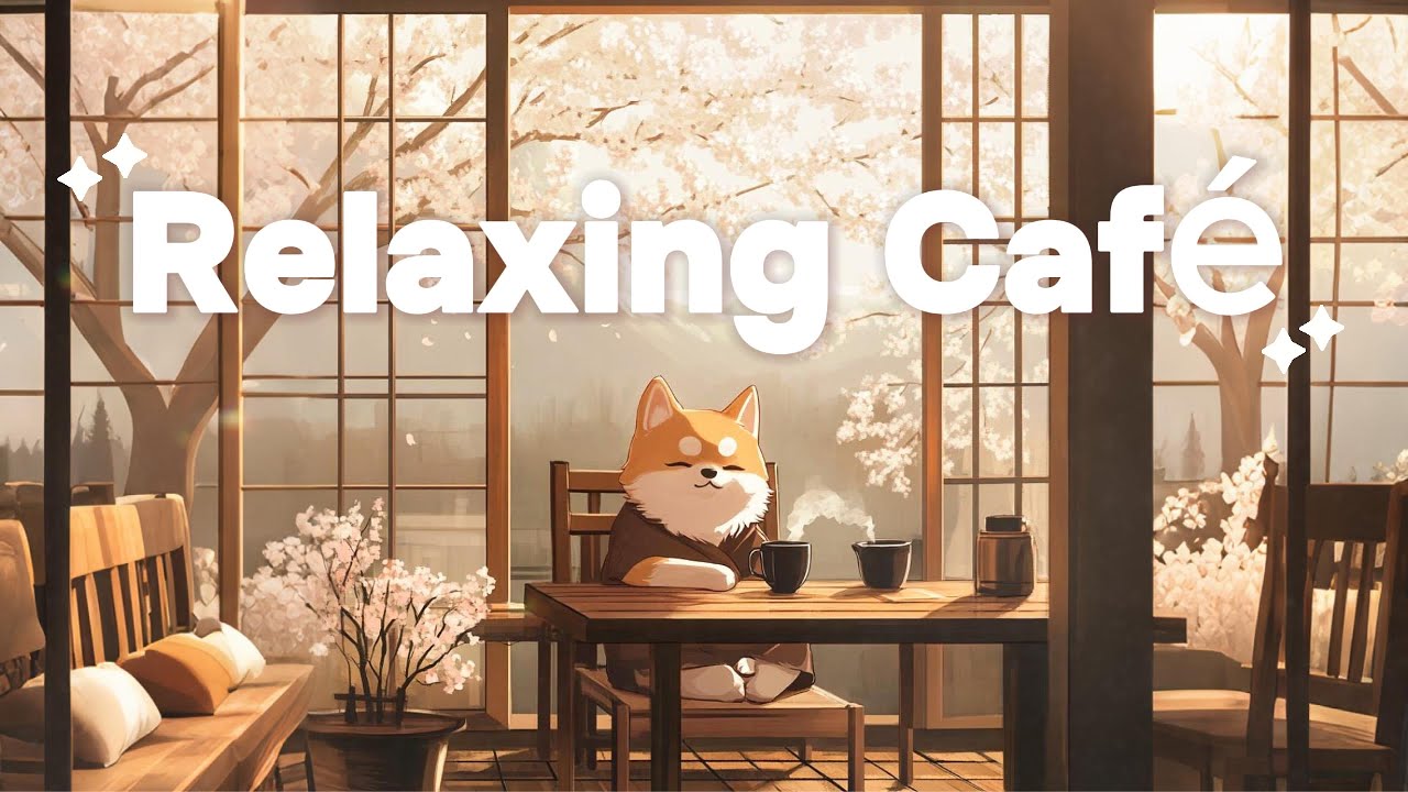 Relaxing Cafe Lofi ☕ | Shiba Inu Enjoying Matcha with a Mountain View 🌸 ...