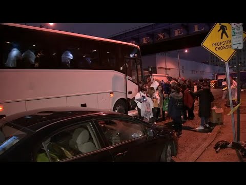 Sick child treated after bus of asylum seekers arrives in Philadelphia