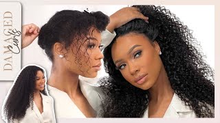 Easy Beginner Friendly NO LACE NO GLUE Natural Curly V-Part Wig | UNice Hair
