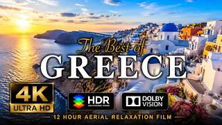 4K GREECE 🇬🇷 12 HOUR Drone Aerial of Athens Santorini Mykonos Crete | Ελλάδα Κρήτη Kreta Creta