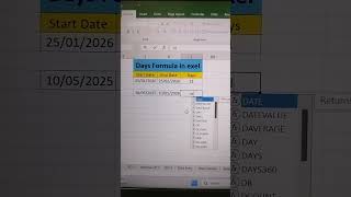 ✅ Days Formula in Excel #daysformulainexcel #dateandtimeformula #excelformula #exceltipandteicks