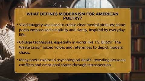 What Defines Modernism For American Poetry? - The Prose Path